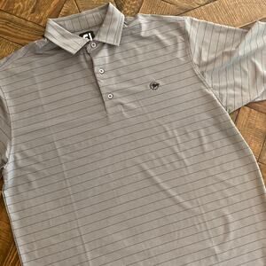 Footjoy Mens Gray striped golf polo.  Size L